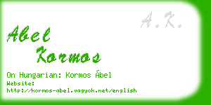 abel kormos business card